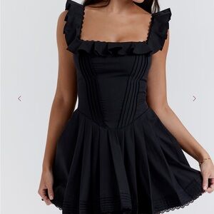 House of cb Jemima Black Ruffle Dress